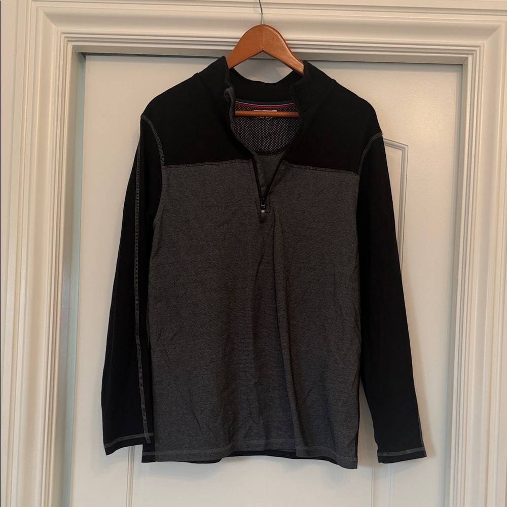 Men's Half-Zip Long Sleeve Sweater - Black & Charcoal